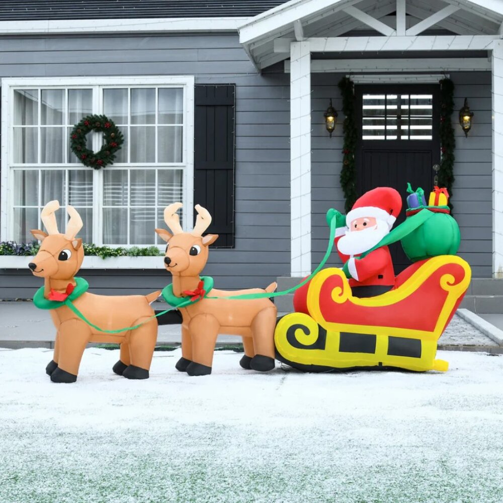 3.7 ft Santa Inflatable Christmas Decoration with Reindeer